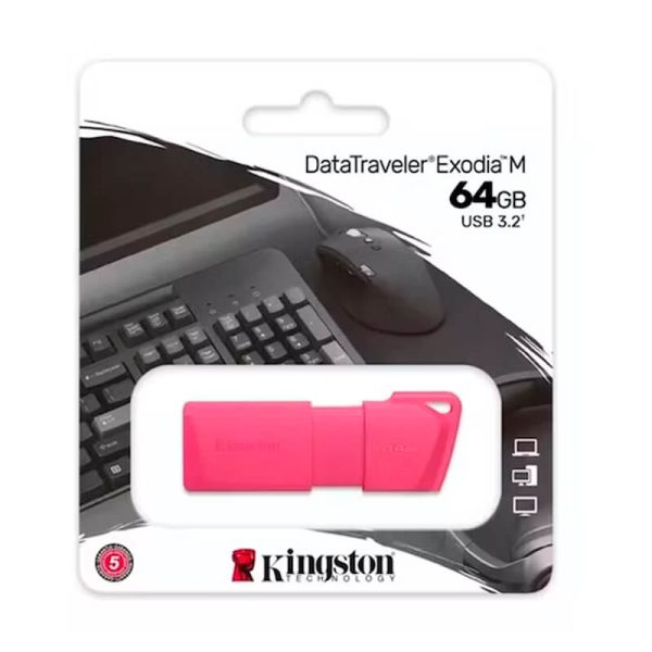 Memoria Flash USB DataTraveler Exodia M, 64GB, USB 3.2 Gen 1 (Tipo-A) Neon Purple, Neon Pink, Neon Aqua Blue - Imagen 2