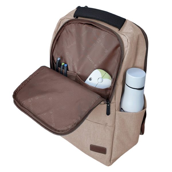 BACKPACK TEROS CITY BEIGE TE-ACS9012BG, para notebooks de hasta 15.6" - Imagen 3