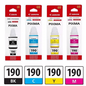 Kit Tintas Canon GI-190 – Negro, Cian, Magenta, Amarillo para G3110, G3100, G4100