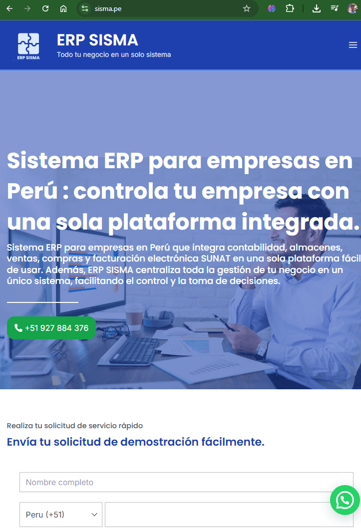 páginas web profesionales para negocios en Perú